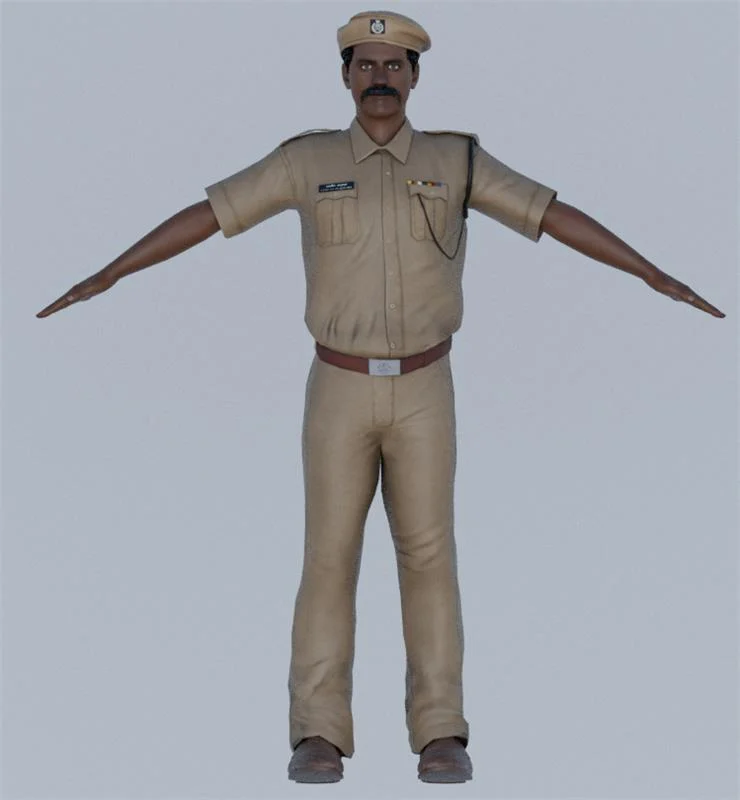 3D police officer character in uniform variant
