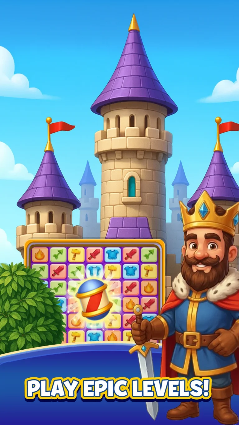 Smash Match booster and level screen