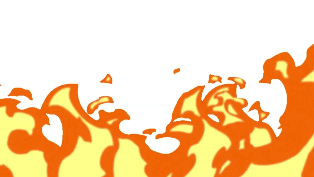 Cartoon fire VFX element sheet for 2D games